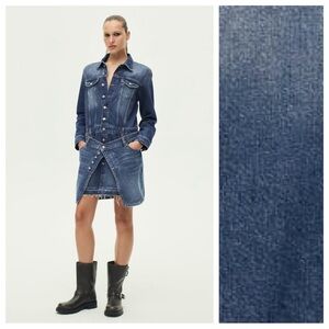 NWT. Zara Blue Denim Layered Mini Dress. Size S.